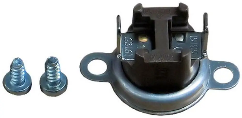 Temperaturbegrenzer von Bosch, mit schwarzem Kunststoffstecker und metallischer Halterung. Zwei Schrauben im Lieferumfang enthalten.